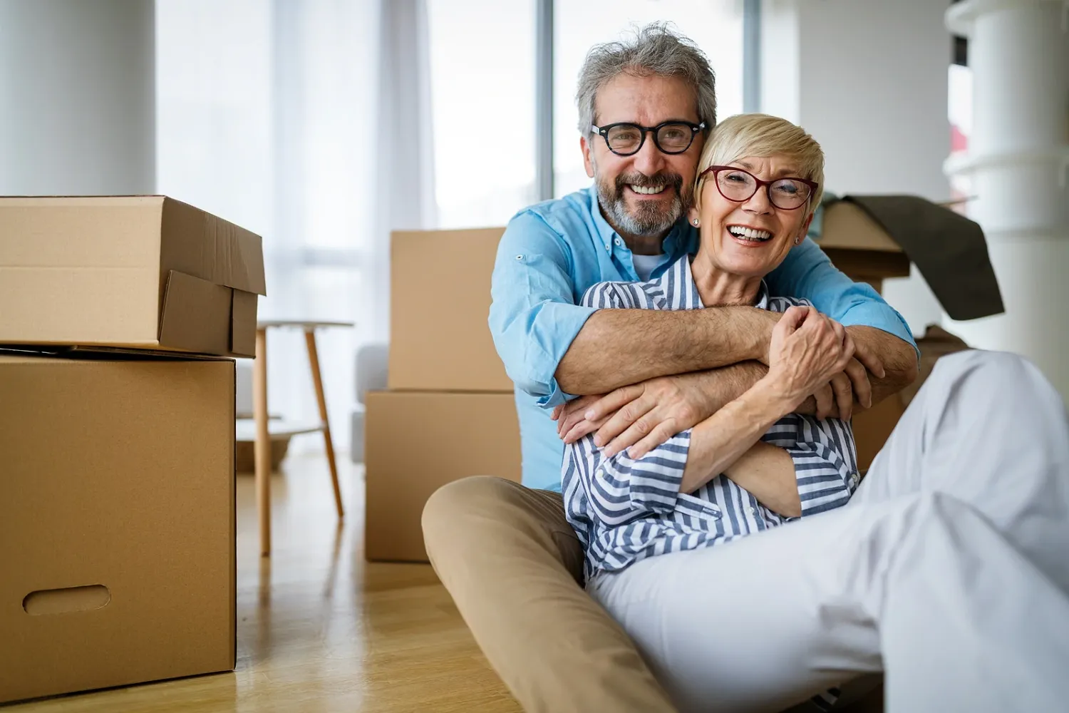 Senior couple preparing for a move